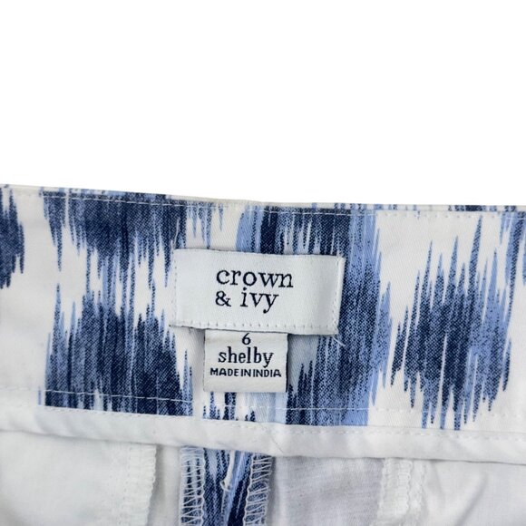 Crown & Ivy Shelby Womens Scalloped Hem Ikat Print Shorts Size 6 Cotton Blend - Picture 3 of 11